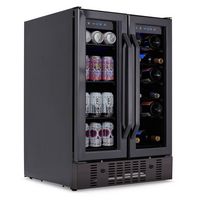 NewAir - 24” Built-in Dual Zone 18 Bottle and 58 Can Wine and Beverage Cooler with French Doors a... - Large Front