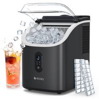 Ecozy - Ice Cube Makers Countertop, 33lbs Per Day Portable Ice Machine - Black - Large Front