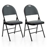Costway 2 Pack Folding Chairs Portable Padded Office Kitchen Dining Chairs - Grey - Large Front