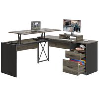 Bestier - L-Shaped Gaming Desk with Drawers and Monitor Stand - 55.7