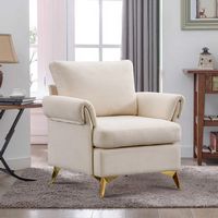 Bestier - Linen Arm Chair with Tufted Cushion and Lumbar Pillow - 31.1