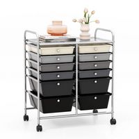 Costway - 12 Drawer Rolling Cart Storage Multicolor Scrapbook Paper Studio Organizer Bins - Gradi... - Large Front