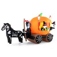 Costway - 10.2 ft Long Halloween Inflatable Carriage LED Lighted Carriage w/ Pumpkin 2 Ghosts Wit... - Large Front