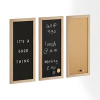 Martha Stewart - Everette Cork/Chalk/Letter Board Set with Accessories - 24x18 - Light Natural Wo... - Large Front