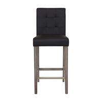 CorLiving - Leila Fabric Bar Height Barstool - Graphite Black - Large Front