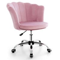 Costway - Petal Shell Velvet Adjustable Swivel Armchair - Pink - Large Front