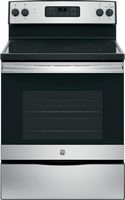 GE - 5.3 Cu. Ft. Freestanding Electric Range with Manual Cleaning - Stainless Steel - Large Front