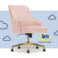 Serta - Scarlett Stylish Mid-Century Modern Soft Velvet Upholstered Home Office Chair - Pink - Go... - Large Front
