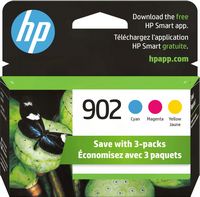 HP - 902 3-pack Standard Capacity Ink Cartridges - Cyan/Magenta/Yellow - Large Front