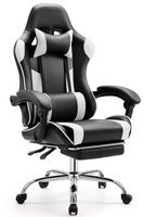Bestier - Gaming Chair - PU Leather Fixed up Armrest  Lumbar Support Ergonomic Reclining PC Chair... - Large Front