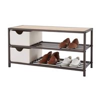 TRINITY - 3-Tier Shoe Bench w/ Baskets | Bronze Anthracite - Bronze Anthracite® - Large Front