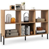 Costway - 6 Cube Storage Shelf Organizer Bookcase Square Cubby Cabinet Bedroom - Natural - Large Front