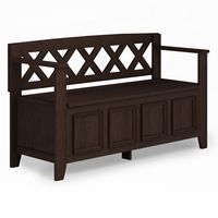 Simpli Home - Amherst Entryway Storage Bench - Farmhouse Brown - Large Front