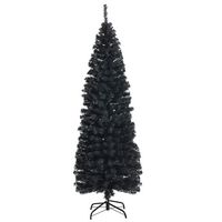 Costway - 6ft Unlit Artificial Christmas Pencil Tree w/Metal Stand - Black - Large Front