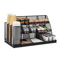Mind Reader - Cup and Condiment Station, Countertop Org, Coffee Bar, Kitchen, Metal Mesh, 23.75