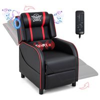 Costway - Theater Style Massage Gaming Chair - Red and Black - Large Front