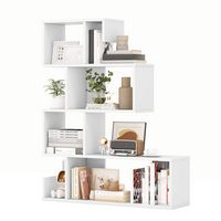 Costway - 1 PCS S-shaped Bookshelf Freestanding Stepped Etagere Bookcase with Anti-tipping Kits -... - Large Front