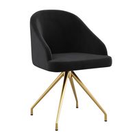 Martha Stewart - Sora Velvet Upholstered Office Chair - Black Velvet/Polished Nickel - Large Front