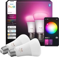 Philips - Hue Smart A19 E26 Bulb, 2pk - White and Color Ambiance - Large Front