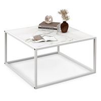 Costway Coffee Table Modern Rectangular Coffee Table Metal Frame For Living Room - White - Large Front
