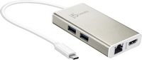 j5create - USB-C Multi-Adapter - HDMI/Ethernet/USB 3.1 HUB/PD 3.0 - Champagne Metallic - Large Front