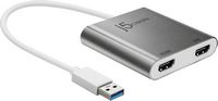 j5create - USB 3.0 to Dual HDMI Multi-Monitor Adapter - Silver - Large Front