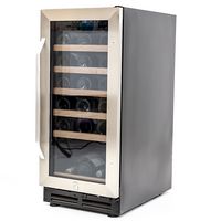 Avanti - Wine Cooler with Wood Accent Shelving, 30 Bottle Capacity, in Stainless Steel - Large Front