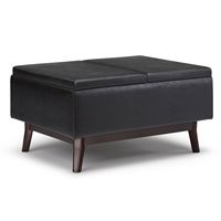 Simpli Home - Owen Tray Top Small Coffee Table Storage Ottoman - Distressed Black - Large Front