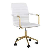 Martha Stewart - Taytum Faux Leather Office Chair - White Faux Leather/Polished Brass - Large Front