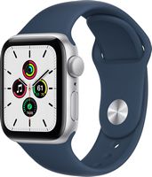 Apple Watch SE (1st Generation GPS) 40mm Silver Aluminum Case with Abyss Blue Sport Band - Silver - Large Front