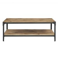 Walker Edison - Farmhouse Angle Industrial Iron Coffee Table - Barnwood - Large Front