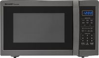 Sharp - Carousel 1.4 Cu. Ft. Mid-Size Microwave - Black Stainless Steel - Large Front