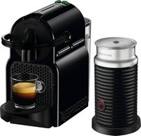 Nespresso - Inissia Espresso Machine with Aeroccino Milk Frother by DeLonghi - Intense Black - Large Front