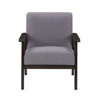 CorLiving - Greyson Wood Armchair - Light Grey - Large Front