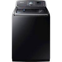 Samsung - 5.2 Cu. Ft. High-Efficiency Top Load Washer with Steam and Activewash - Black Stainless... - Large Front