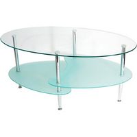 Walker Edison - Wave Modern Metal and Glass Coffee Table - Clear - Large Front