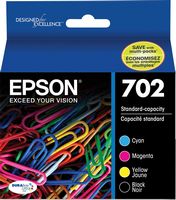 Epson - 702 4-Pack Standard Capacity Ink Cartridges - Black/Cyan/Magenta/Yellow - Large Front