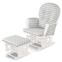 Costway - Glider and Ottoman Cushion Set Wood Nursery Rocking Chair - Light Grey - Large Front