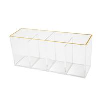 Martha Stewart - Kerry Plastic 4 Compartment Desktop Pen Holder and Organizer with Gold Trim - Cl... - Large Front