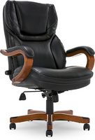 Serta - Big and Tall Leather and Bentwood Executive Chair - Black - Large Front