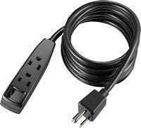 Insignia™ - 10' 3-Outlet Extension Power Cord - Black - Large Front