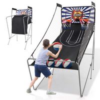 Costway - Dual Shot Basketball Arcade Game with 8 Game Modes Arcade Sound Electronic Scoring - White - Large Front
