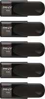PNY - 16GB Attaché 4 Type A USB 2.0 Flash Drive 5-Pack - Black - Large Front