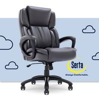 Serta - Garret Bonded Leather Executive Office Chair with Premium Cushioning - Space Gray - Large Front
