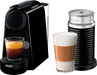 Nespresso - Essenza Mini  Espresso Machine by De'Longhi with Aeroccino Milk Frother - Piano Black - Large Front