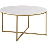 Walker Edison - Modern Glam Round Coffee Table - Faux Marble - Large Front