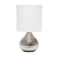 Simple Designs - Drip Mini Table Lamp - Hammered Silver with White Shade - Large Front