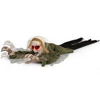 Costway - Halloween Groundbreaker Voice Activated Climbing Zombie w/ Light up Eyes & Creepy Sound... - Large Front