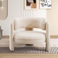 Bestier - Modern Stylish Club Velvet Accent Chair with Wide Seat Cushion - Beige - Large Front