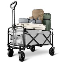 Bestier Folding Collapsible Wagon Utility Camping Cart W/Wheels & Adjustable Handle - Grey - Large Front